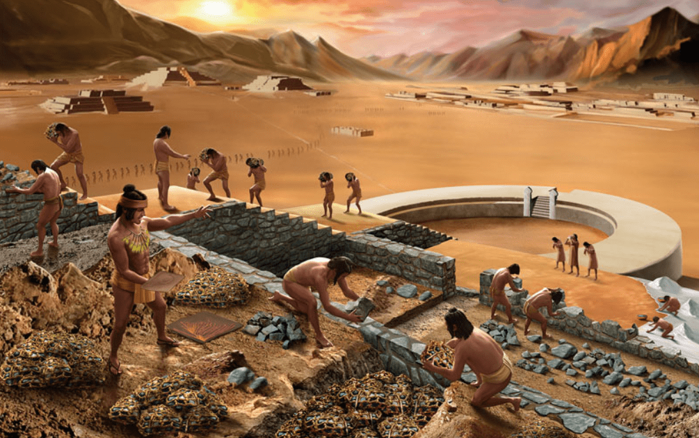 recreación del yacimiento de la civilización Caral